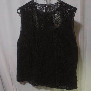BeBe Black Lace Sleeveless Top Size XL